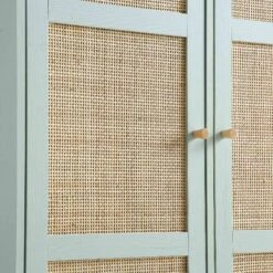 Frances Woven Rattan Compact Double Wardrobe, Mint Green -Daals Store FT WARD 02 SAGE detail2