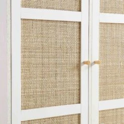 Frances Woven Rattan Compact Double Wardrobe, White -Daals Store FT WARD 02 WHITE detail1