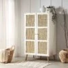 Frances Woven Rattan Compact Double Wardrobe, White -Daals Store FT WARD 02 WHITE main
