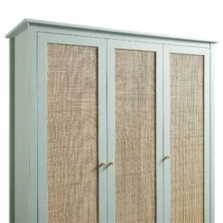 Frances Rattan Triple Wardrobe With 2 Drawers, Mint -Daals Store FT WARD 03 SAGE detail1