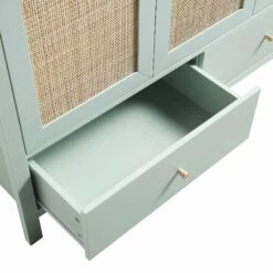 Frances Rattan Triple Wardrobe With 2 Drawers, Mint -Daals Store FT WARD 03 SAGE detail2