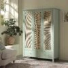 Frances Rattan Triple Wardrobe With 2 Drawers, Mint 18 Frances Rattan Triple Wardrobe With 2 Drawers, Mint -Daals Store FT WARD 03 SAGE main