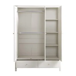 Frances Rattan Triple Wardrobe With 2 Drawers, White 19 Frances Rattan Triple Wardrobe With 2 Drawers, White -Daals Store FT WARD 03 WHITE WB4