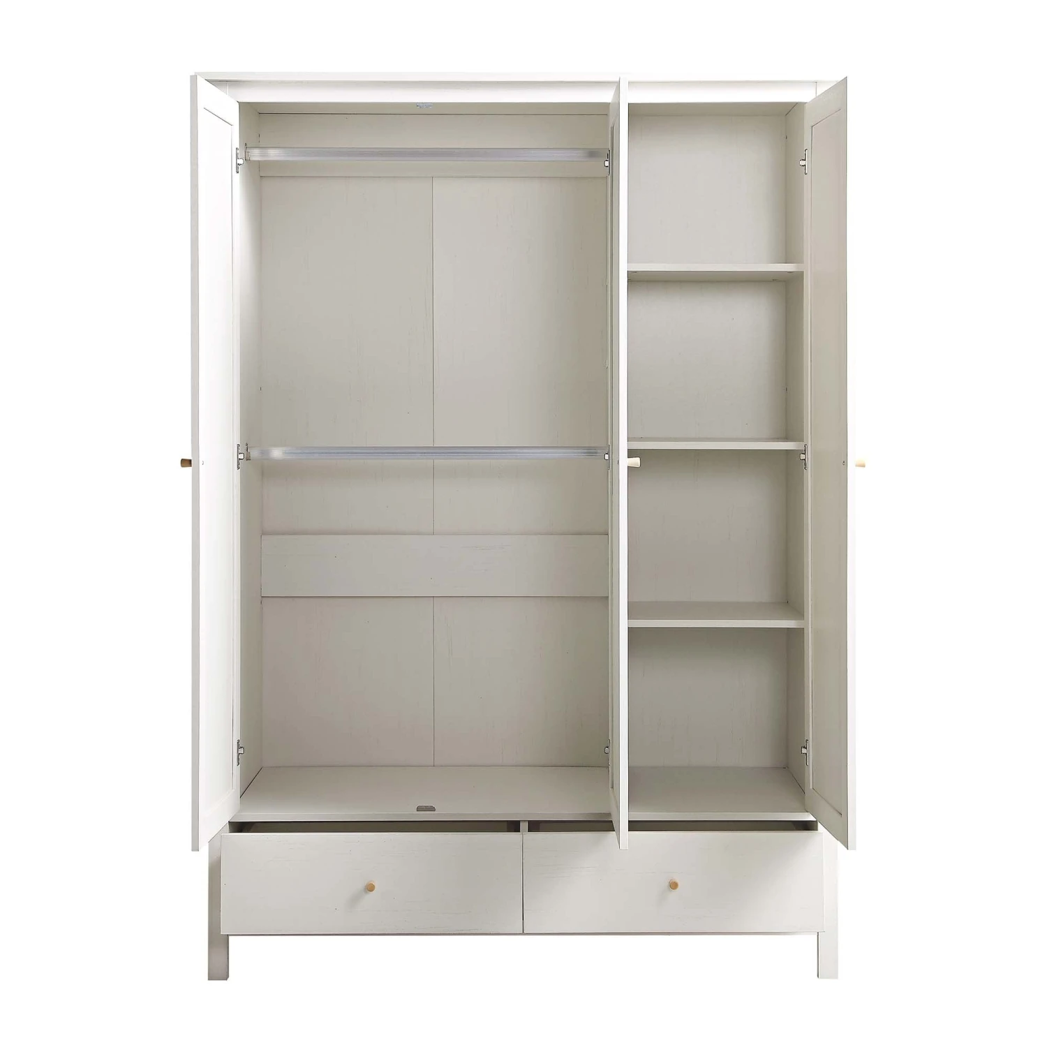 Frances Rattan Triple Wardrobe With 2 Drawers, White 8 Frances Rattan Triple Wardrobe With 2 Drawers, White - Image 8