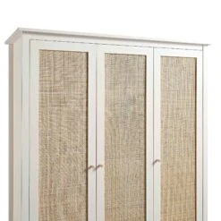 Frances Rattan Triple Wardrobe With 2 Drawers, White 22 Frances Rattan Triple Wardrobe With 2 Drawers, White -Daals Store FT WARD 03 WHITE detail1