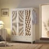 Frances Rattan Triple Wardrobe With 2 Drawers, White