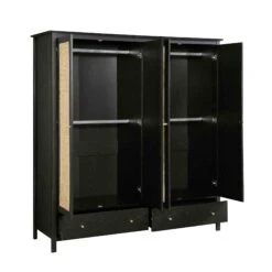 Frances Rattan 4-Door Wardrobe With 2 Drawers, Black 18 Frances Rattan 4-Door Wardrobe With 2 Drawers, Black -Daals Store FT WARD 04 BLACK WB3