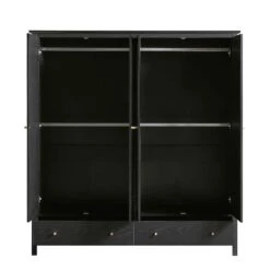 Frances Rattan 4-Door Wardrobe With 2 Drawers, Black 19 Frances Rattan 4-Door Wardrobe With 2 Drawers, Black -Daals Store FT WARD 04 BLACK WB4