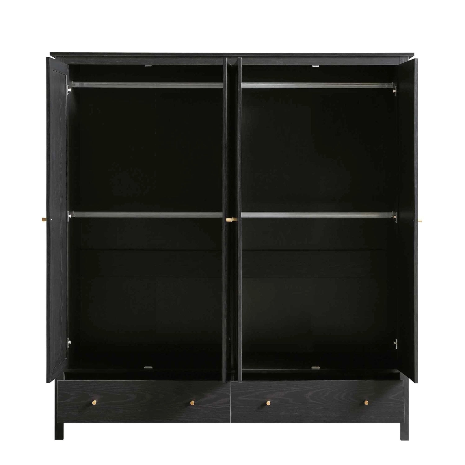 Frances Rattan 4-Door Wardrobe With 2 Drawers, Black 8 Frances Rattan 4-Door Wardrobe With 2 Drawers, Black - Image 8