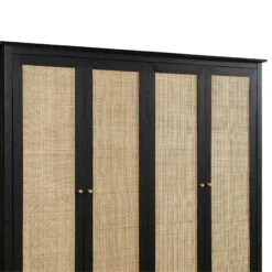 Frances Rattan 4-Door Wardrobe With 2 Drawers, Black 22 Frances Rattan 4-Door Wardrobe With 2 Drawers, Black -Daals Store FT WARD 04 BLACK detail1