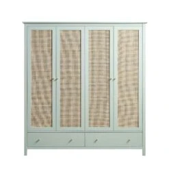 Frances Rattan 4-Door Wardrobe With 2 Drawers, Mint 15 Frances Rattan 4-Door Wardrobe With 2 Drawers, Mint -Daals Store FT WARD 04 SAGE WB1
