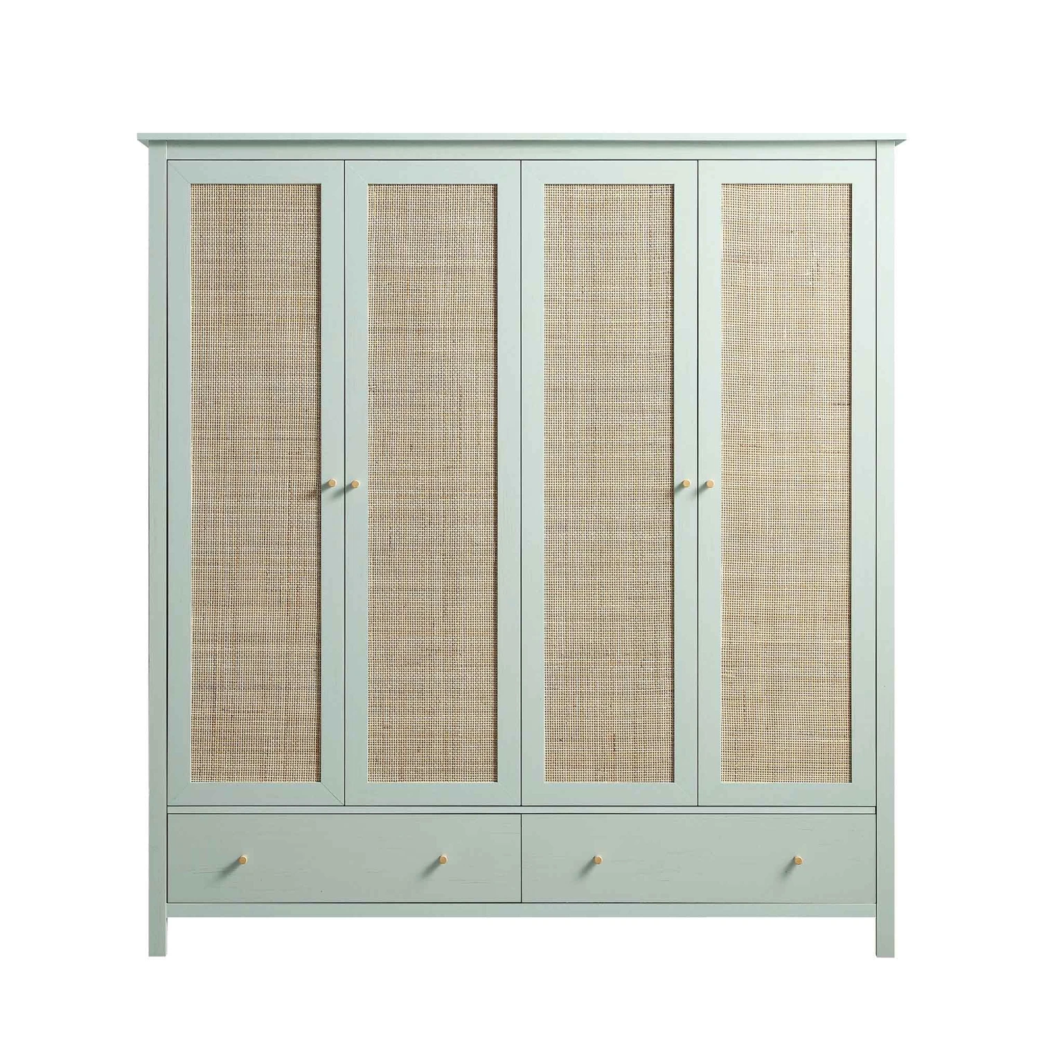 Frances Rattan 4-Door Wardrobe With 2 Drawers, Mint 4 Frances Rattan 4-Door Wardrobe With 2 Drawers, Mint - Image 4