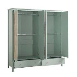 Frances Rattan 4-Door Wardrobe With 2 Drawers, Mint 18 Frances Rattan 4-Door Wardrobe With 2 Drawers, Mint -Daals Store FT WARD 04 SAGE WB3