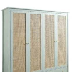 Frances Rattan 4-Door Wardrobe With 2 Drawers, Mint 22 Frances Rattan 4-Door Wardrobe With 2 Drawers, Mint -Daals Store FT WARD 04 SAGE detail1