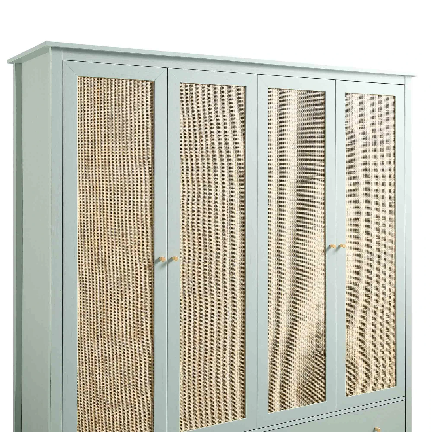 Frances Rattan 4-Door Wardrobe With 2 Drawers, Mint 11 Frances Rattan 4-Door Wardrobe With 2 Drawers, Mint - Image 11