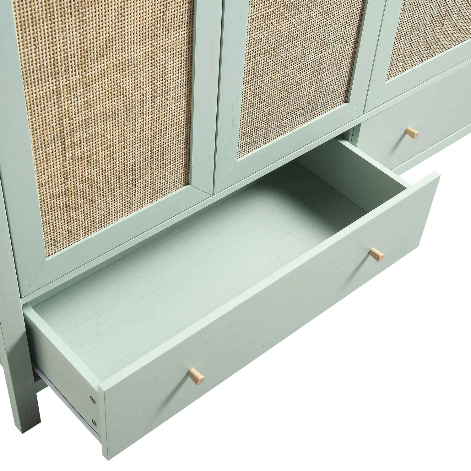 Frances Rattan 4-Door Wardrobe With 2 Drawers, Mint 12 Frances Rattan 4-Door Wardrobe With 2 Drawers, Mint - Image 12
