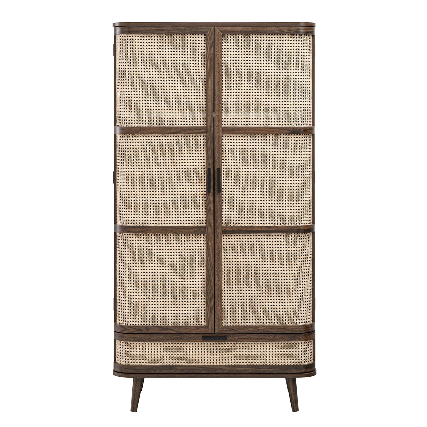 Izzy Curved Rattan Double Wardrobe, Walnut 2 Izzy Curved Rattan Double Wardrobe, Walnut - Image 2