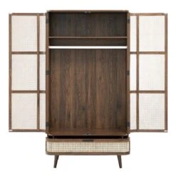 Izzy Curved Rattan Double Wardrobe, Walnut 15 Izzy Curved Rattan Double Wardrobe, Walnut -Daals Store FT WARD 05 WALN WB3