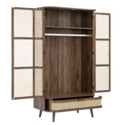 Izzy Curved Rattan Double Wardrobe, Walnut 16 Izzy Curved Rattan Double Wardrobe, Walnut -Daals Store FT WARD 05 WALN WB4