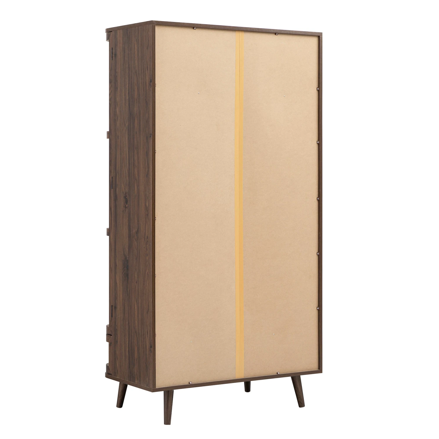 Izzy Curved Rattan Double Wardrobe, Walnut 8 Izzy Curved Rattan Double Wardrobe, Walnut - Image 8
