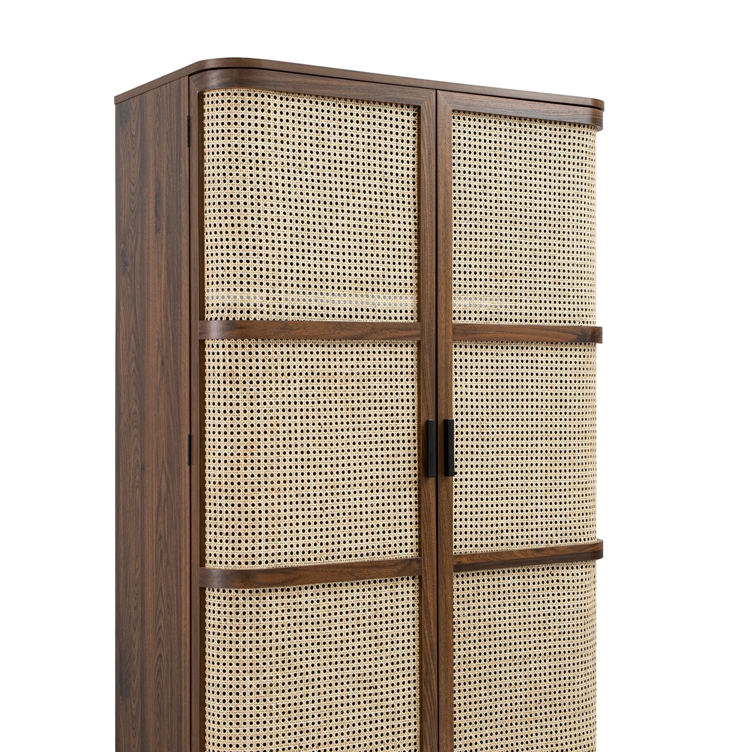 Izzy Curved Rattan Double Wardrobe, Walnut 9 Izzy Curved Rattan Double Wardrobe, Walnut - Image 9