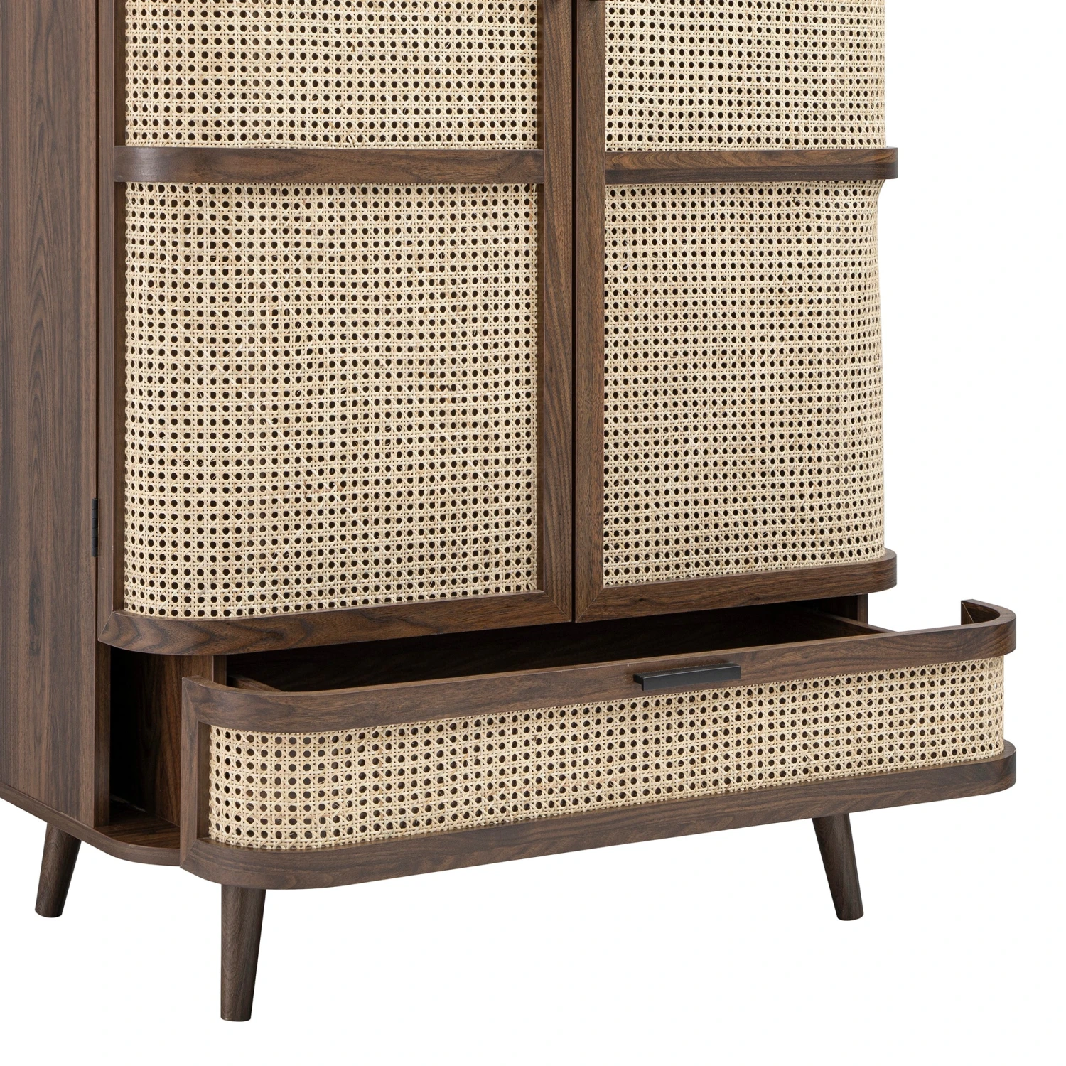 Izzy Curved Rattan Double Wardrobe, Walnut 10 Izzy Curved Rattan Double Wardrobe, Walnut - Image 10