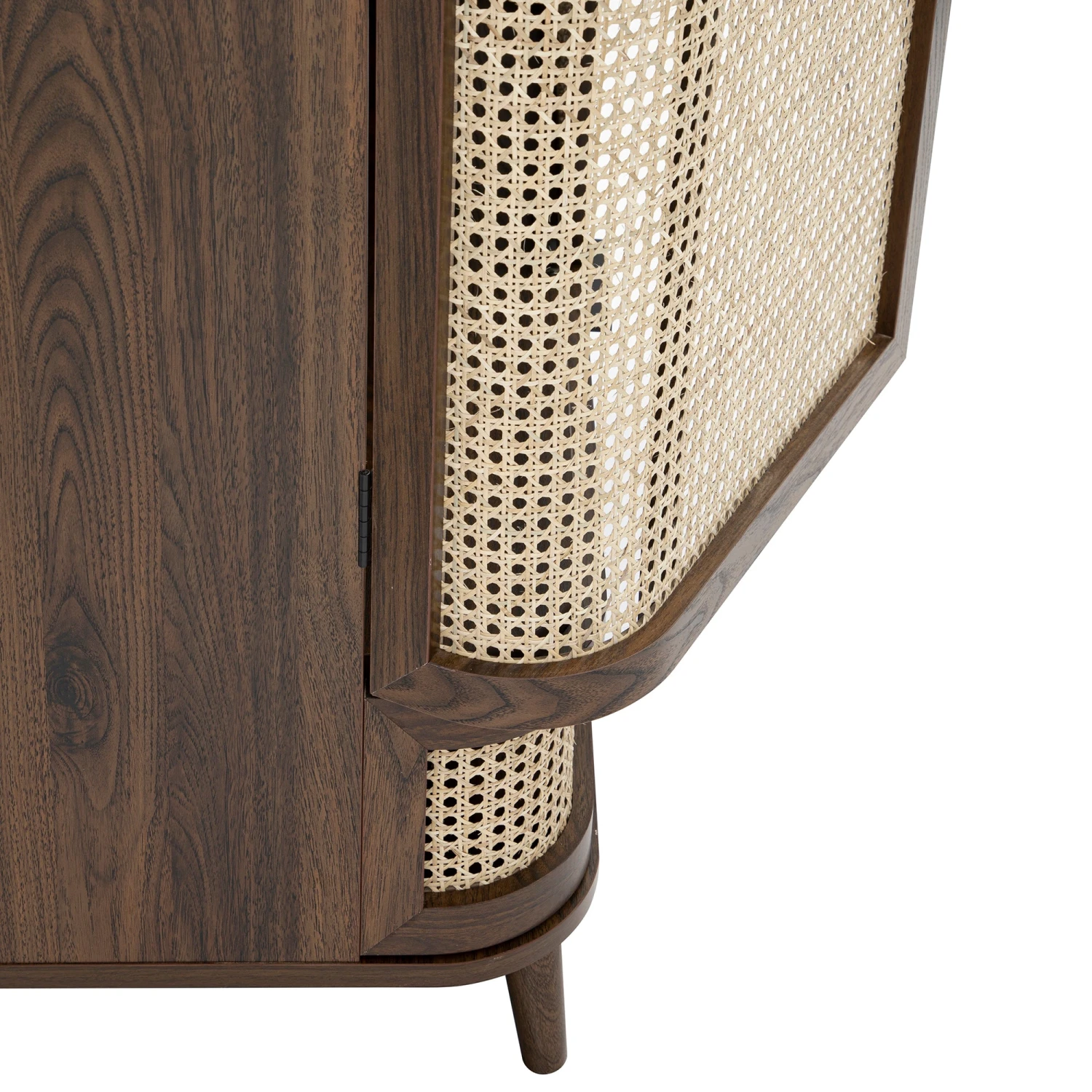Izzy Curved Rattan Double Wardrobe, Walnut 11 Izzy Curved Rattan Double Wardrobe, Walnut - Image 11
