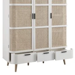 Izzy Curved Rattan Triple Wardrobe, White -Daals Store FT WARD 06 WHITE detail1