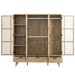 Izzy Curved Rattan 4-Door Wardrobe, Natural -Daals Store FT WARD 07 NAT WB3