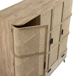 Izzy Curved Rattan 4-Door Wardrobe, Natural -Daals Store FT WARD 07 NAT detail3