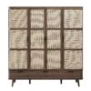 Izzy Curved Rattan 4-Door Wardrobe, Walnut -Daals Store FT WARD 07 WALN WB1