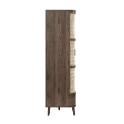 Izzy Curved Rattan 4-Door Wardrobe, Walnut -Daals Store FT WARD 07 WALN WB5