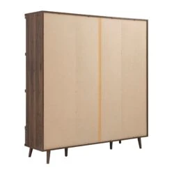 Izzy Curved Rattan 4-Door Wardrobe, Walnut -Daals Store FT WARD 07 WALN WB6