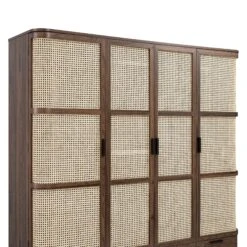 Izzy Curved Rattan 4-Door Wardrobe, Walnut -Daals Store FT WARD 07 WALN detail1