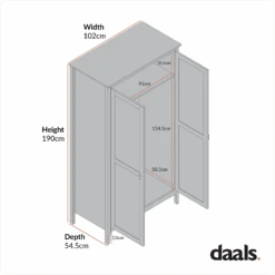 Oakham Double Wardrobe, Deep Greige -Daals Store FT WARD 08 CHART 1