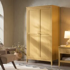 Oakham Double Wardrobe, Rattan Yellow
