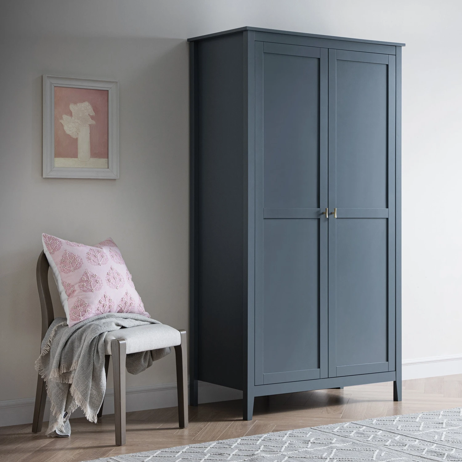 Oakham Double Wardrobe, Stormy Blue 2 Oakham Double Wardrobe, Stormy Blue - Image 2