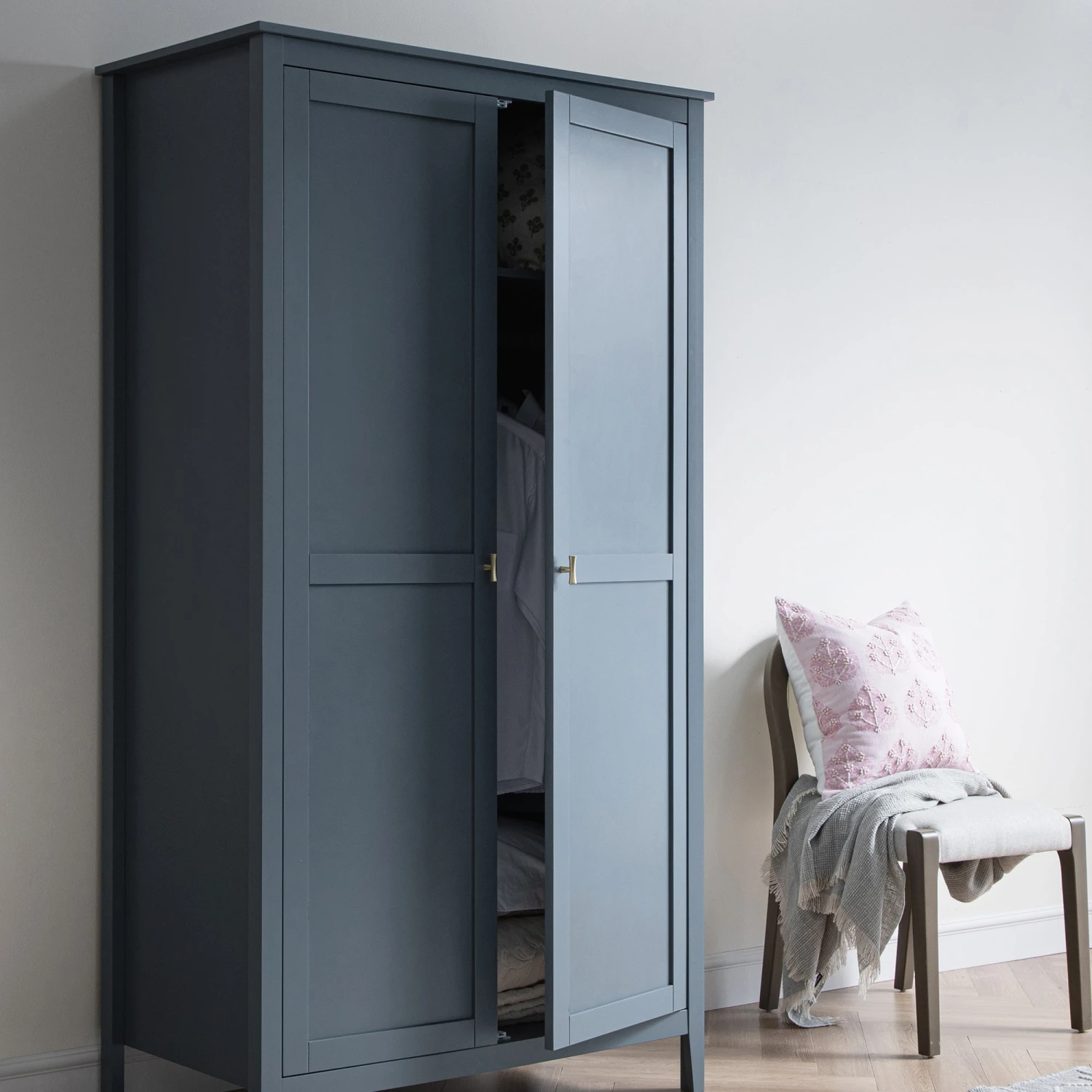 Oakham Double Wardrobe, Stormy Blue 4 Oakham Double Wardrobe, Stormy Blue - Image 4