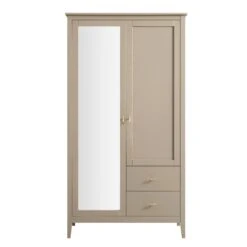 Oakham Mirrored Double Wardrobe, Deep Greige