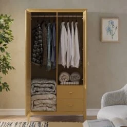 Oakham Mirrored Double Wardrobe, Rattan Yellow 16 Oakham Mirrored Double Wardrobe, Rattan Yellow -Daals Store FT WARD 09 SAYFEL scene2