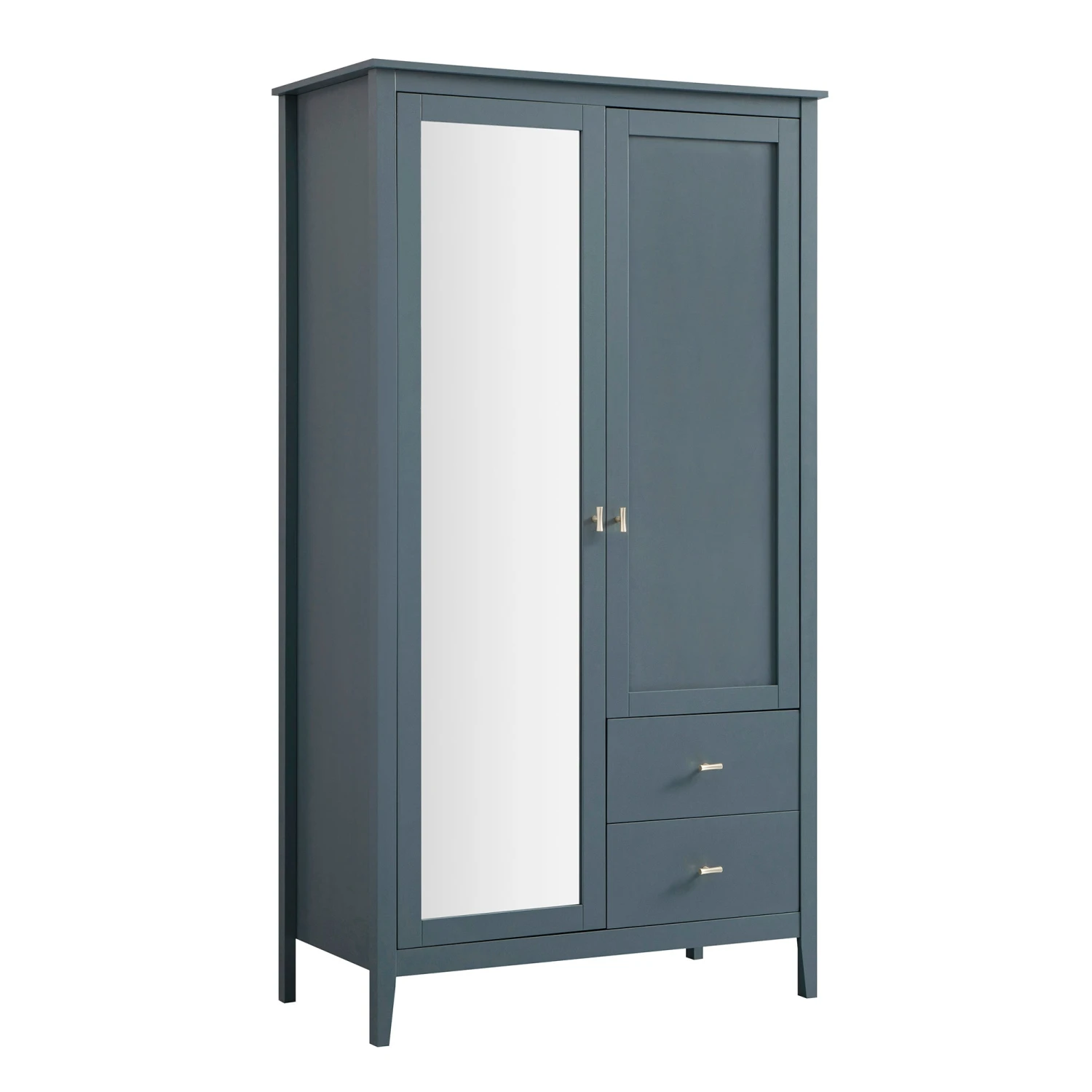 Oakham Mirrored Double Wardrobe, Stormy Blue 8 Oakham Mirrored Double Wardrobe, Stormy Blue - Image 8
