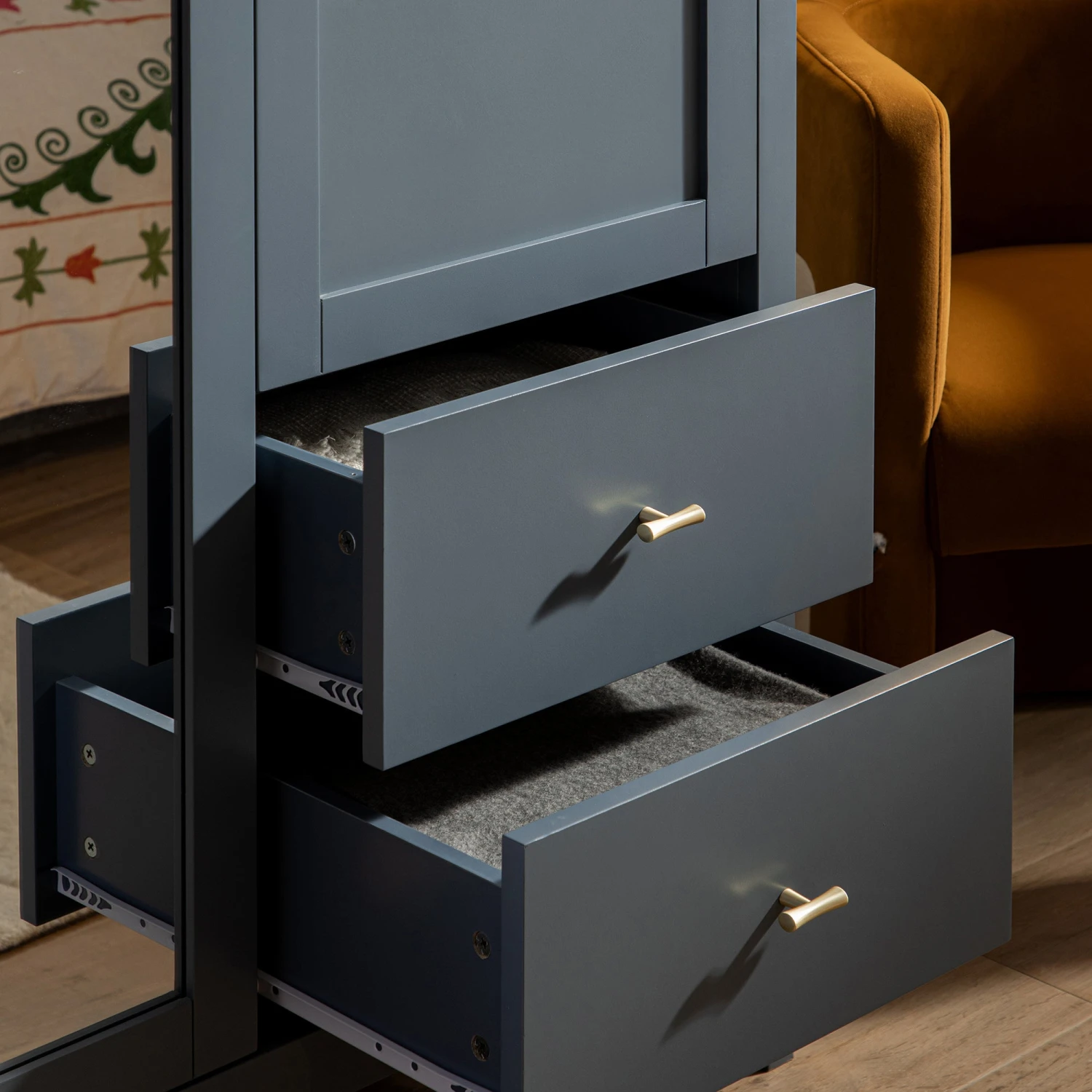 Oakham Mirrored Double Wardrobe, Stormy Blue 6 Oakham Mirrored Double Wardrobe, Stormy Blue - Image 6