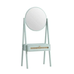 Frances Woven Rattan Standing Dressing Table With Mirror, Mint -Daals Store Frances DT Sage GIF