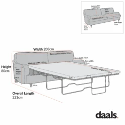 Daphnis Oatmeal Fabric Sofa Bed, Large 3-Seater -Daals Store GC 2603 3ST CHART 1