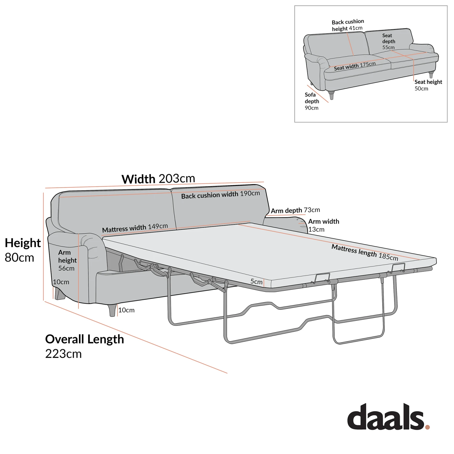 Daphnis Fudge Velvet Sofa Bed, Large 3-Seater 10 Daphnis Fudge Velvet Sofa Bed, Large 3-Seater - Image 10
