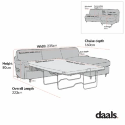 Daphnis Fudge Velvet Sofa Bed, Grande Chaise Right Hand Facing 13 Daphnis Fudge Velvet Sofa Bed, Grande Chaise Right Hand Facing -Daals Store GC 2603 RIGHT CHART 2