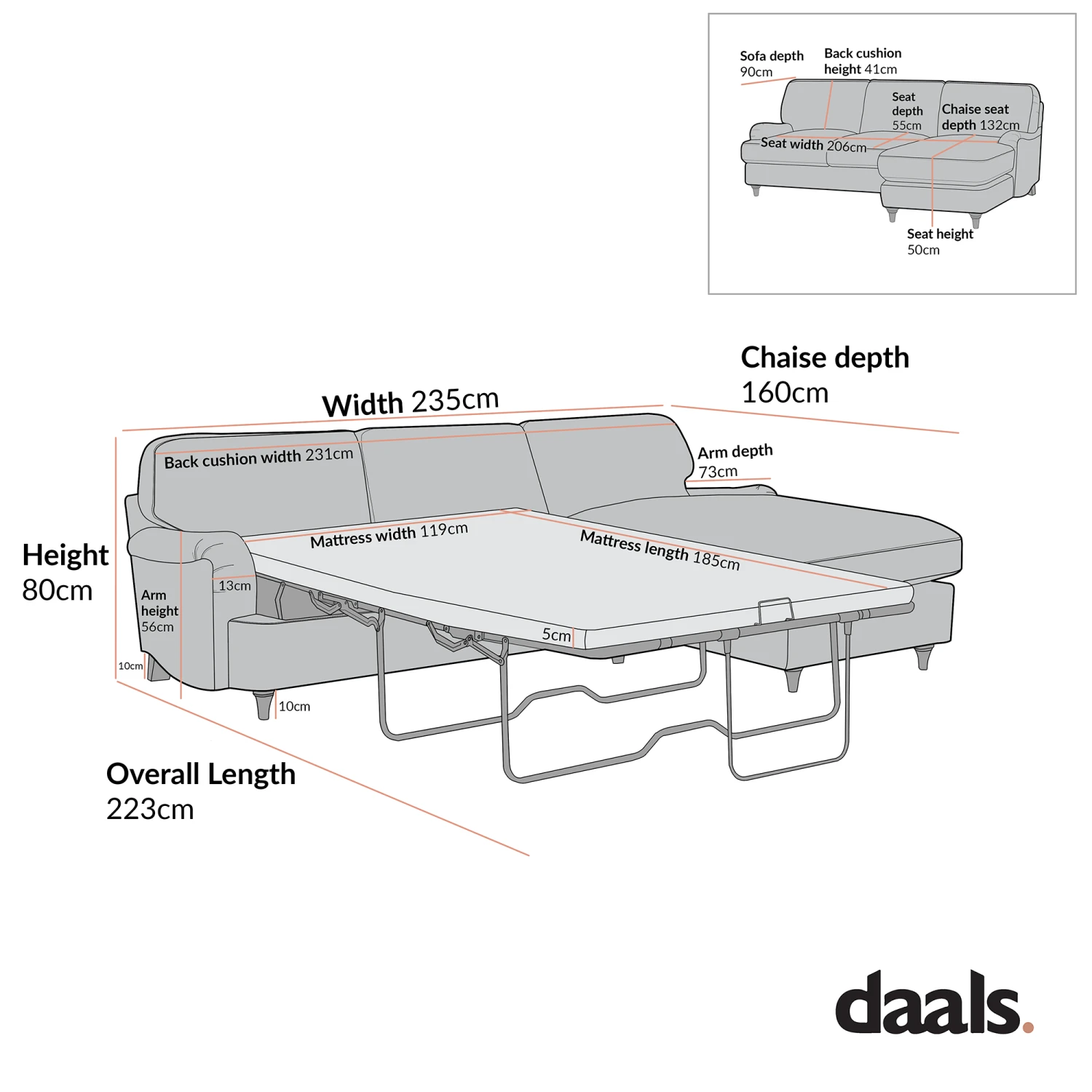 Daphnis Fudge Velvet Sofa Bed, Grande Chaise Right Hand Facing 3 Daphnis Fudge Velvet Sofa Bed, Grande Chaise Right Hand Facing - Image 3