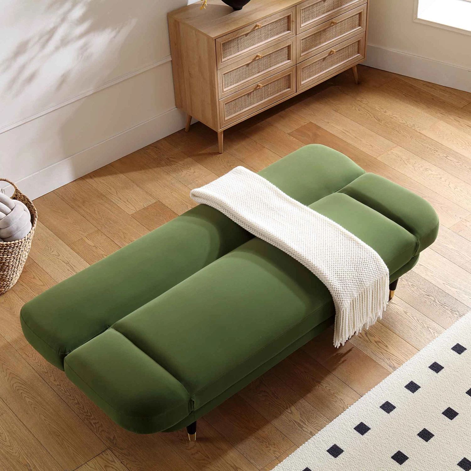 Solna 2-Seater Sofa Bed, Moss Green Velvet 3 Solna 2-Seater Sofa Bed, Moss Green Velvet - Image 3