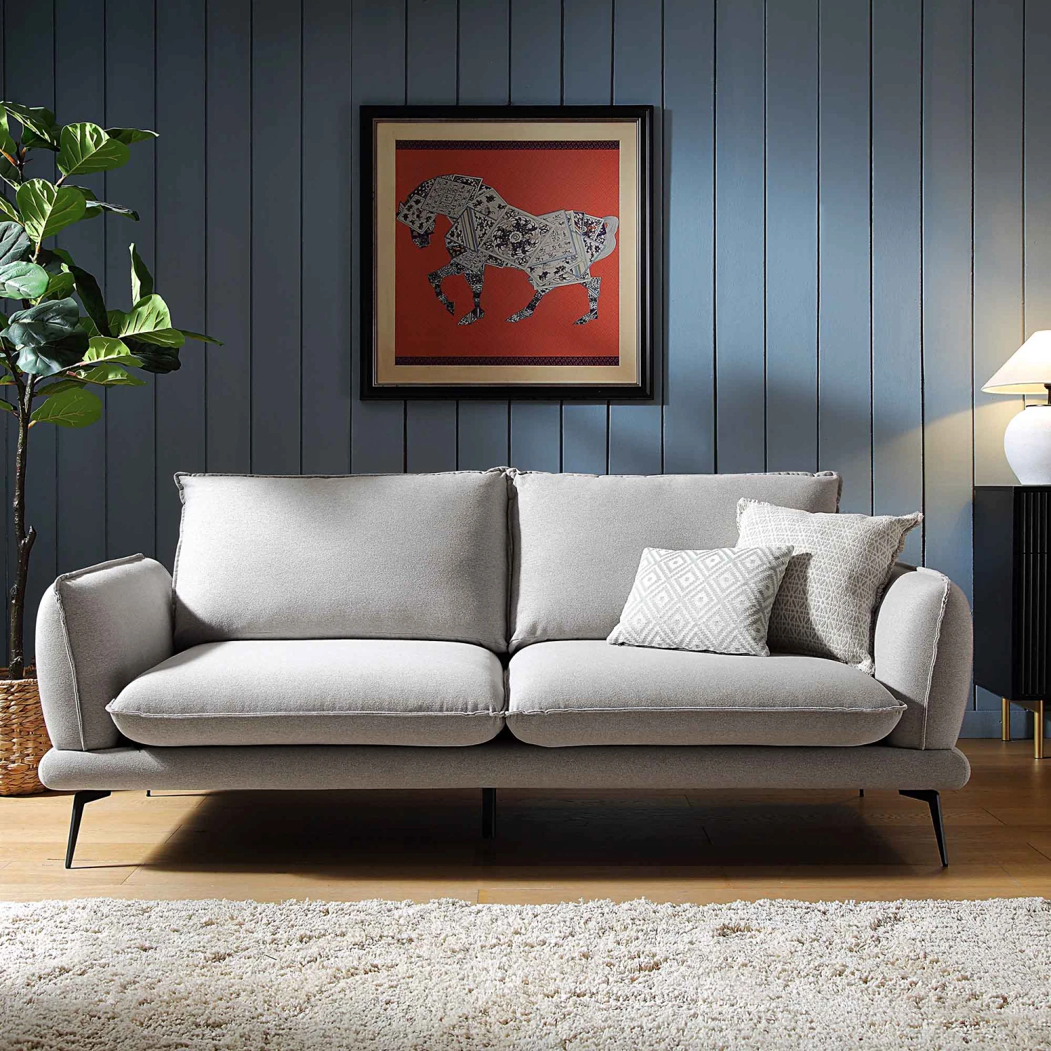 Obriel Grey Marl Fabric Sofa, 3-Seater 1 Obriel Grey Marl Fabric Sofa, 3-Seater