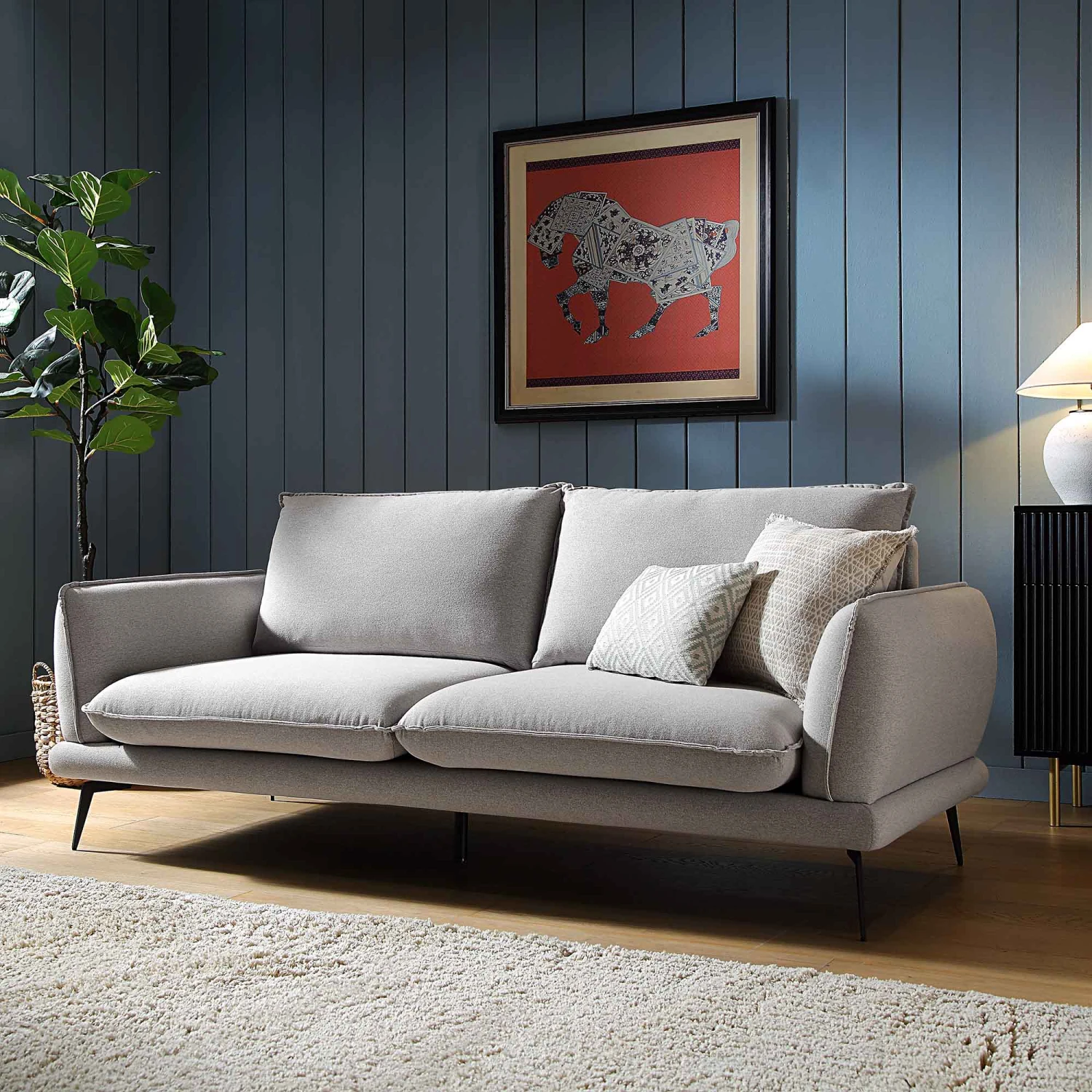Obriel Grey Marl Fabric Sofa, 3-Seater 2 Obriel Grey Marl Fabric Sofa, 3-Seater - Image 2